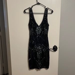 Deep blue sequined dress size 7/8 in perfect condition.